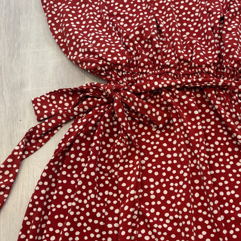 Enfocus Studio Red and White Polka Dot Halter Dress with Tie Front - Picture 5 of 7